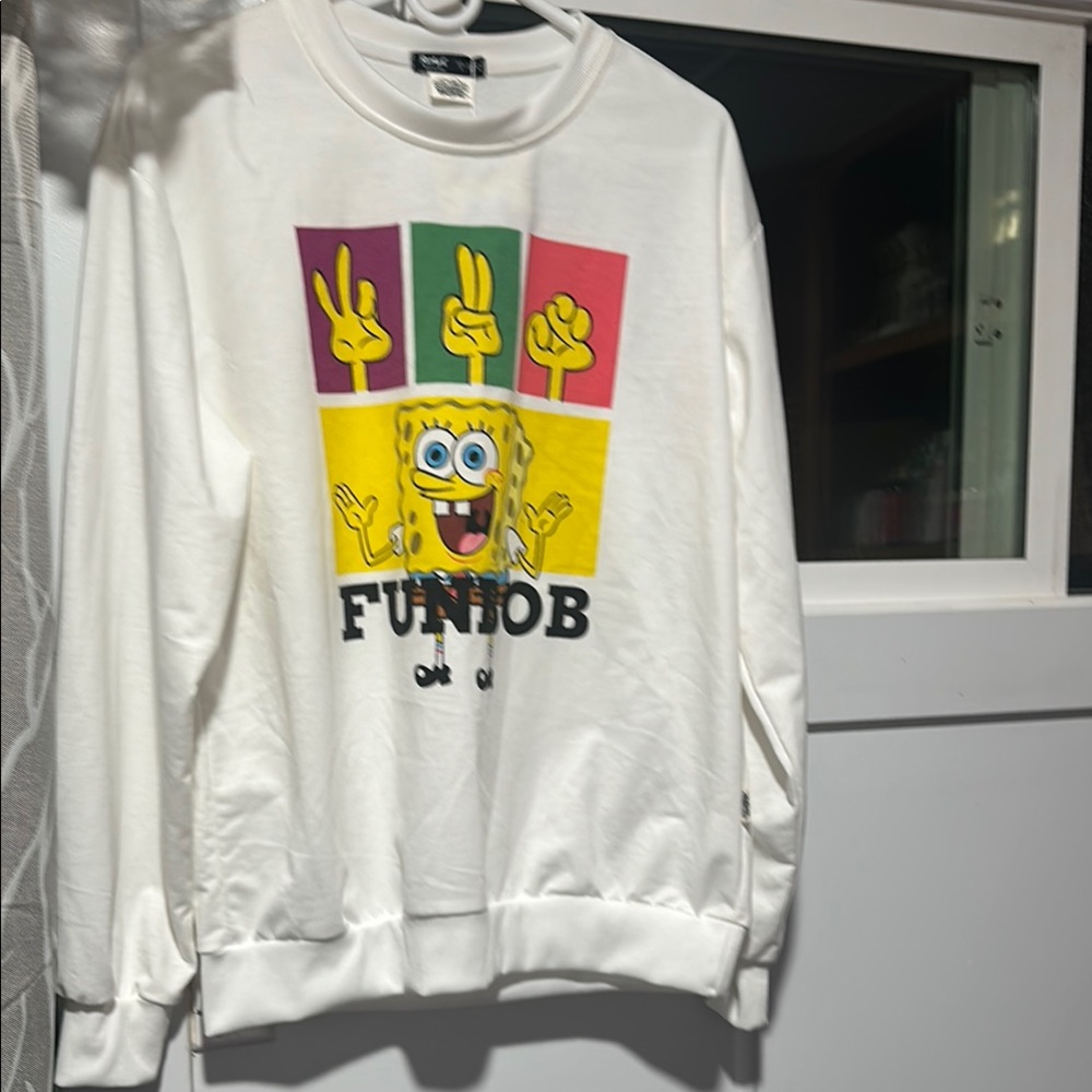 SpongeBob SquarePants White Sweater with Colorful Graphic